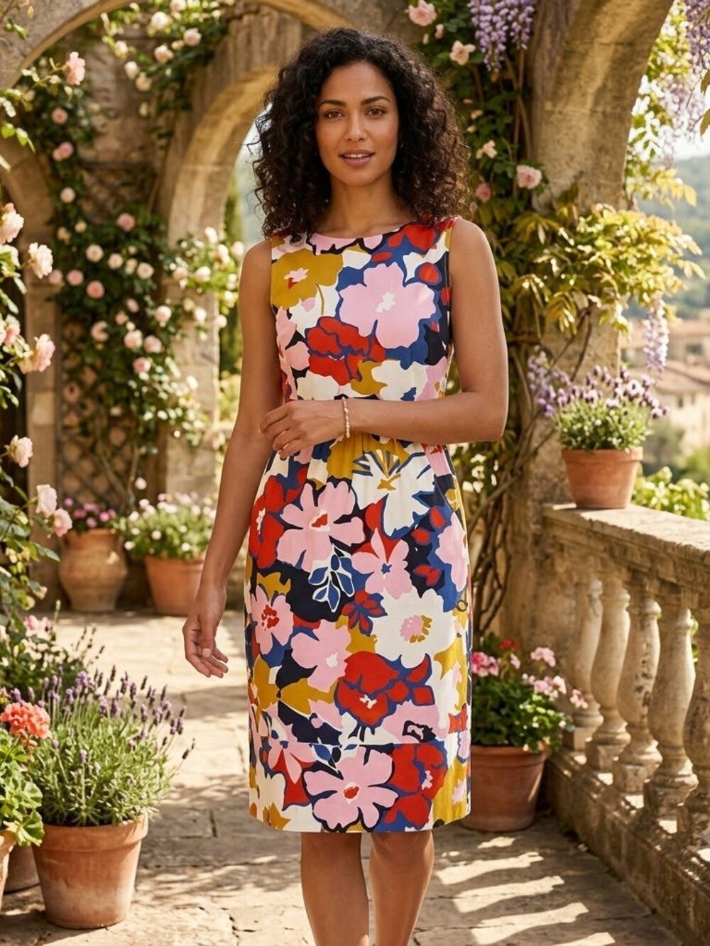 Whit Two Bold Floral Cutout Open Back Sheath Sundress with Pockets - Size 0P